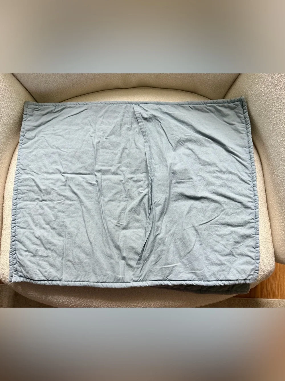 Crate & Barrel Organic Cotton Full Queen Quilt Mellow Sky Blue w 2 Standard Sham